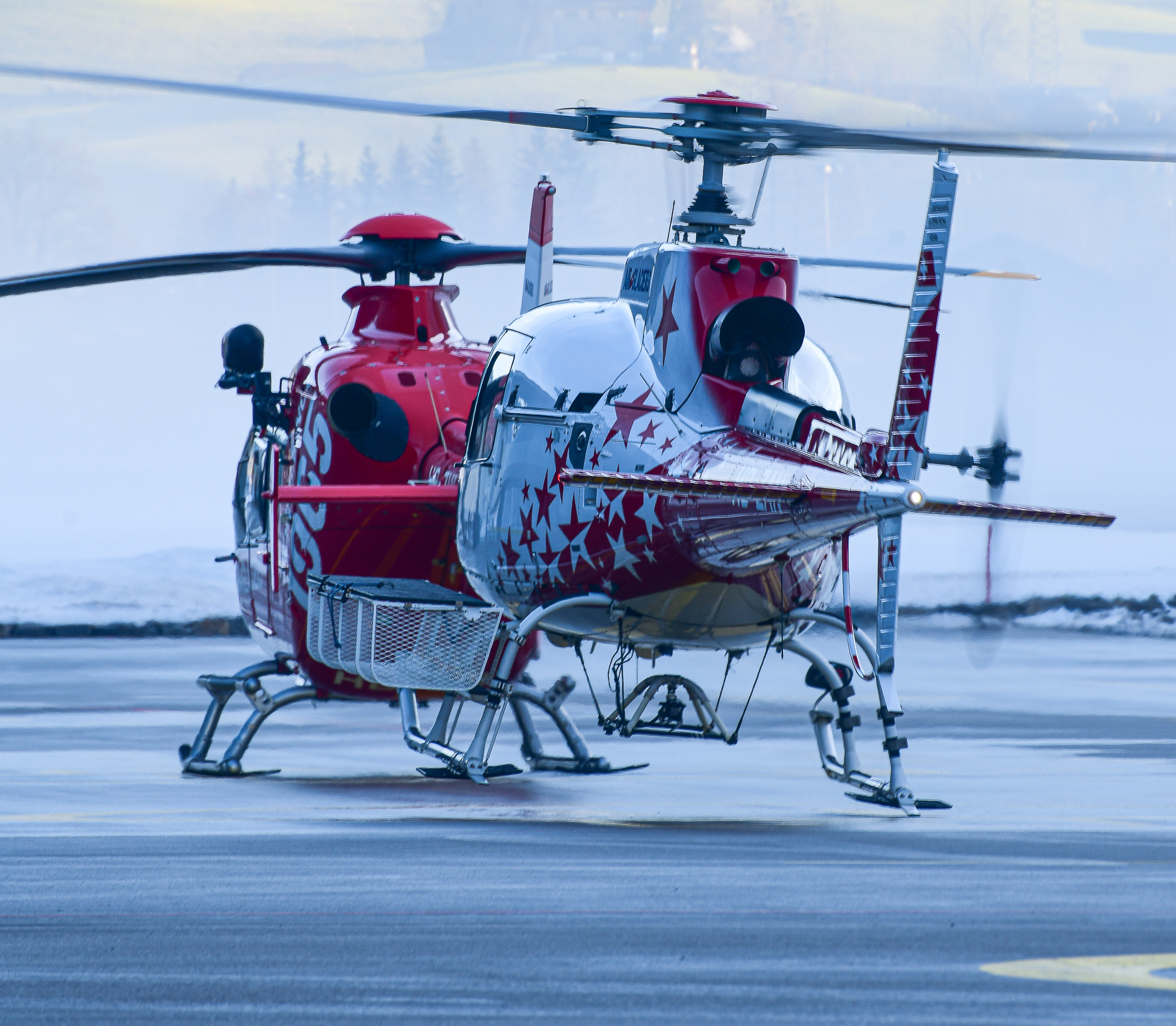 helicopters from Air-Glaciers at Airport Gstaad